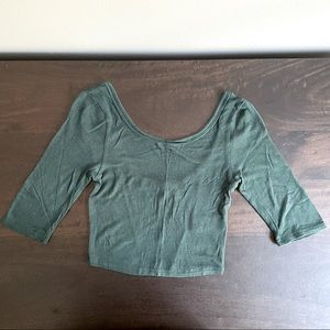 Project Social T Urban Outfitters Ribbed Green Half-Sleeve Crop Top